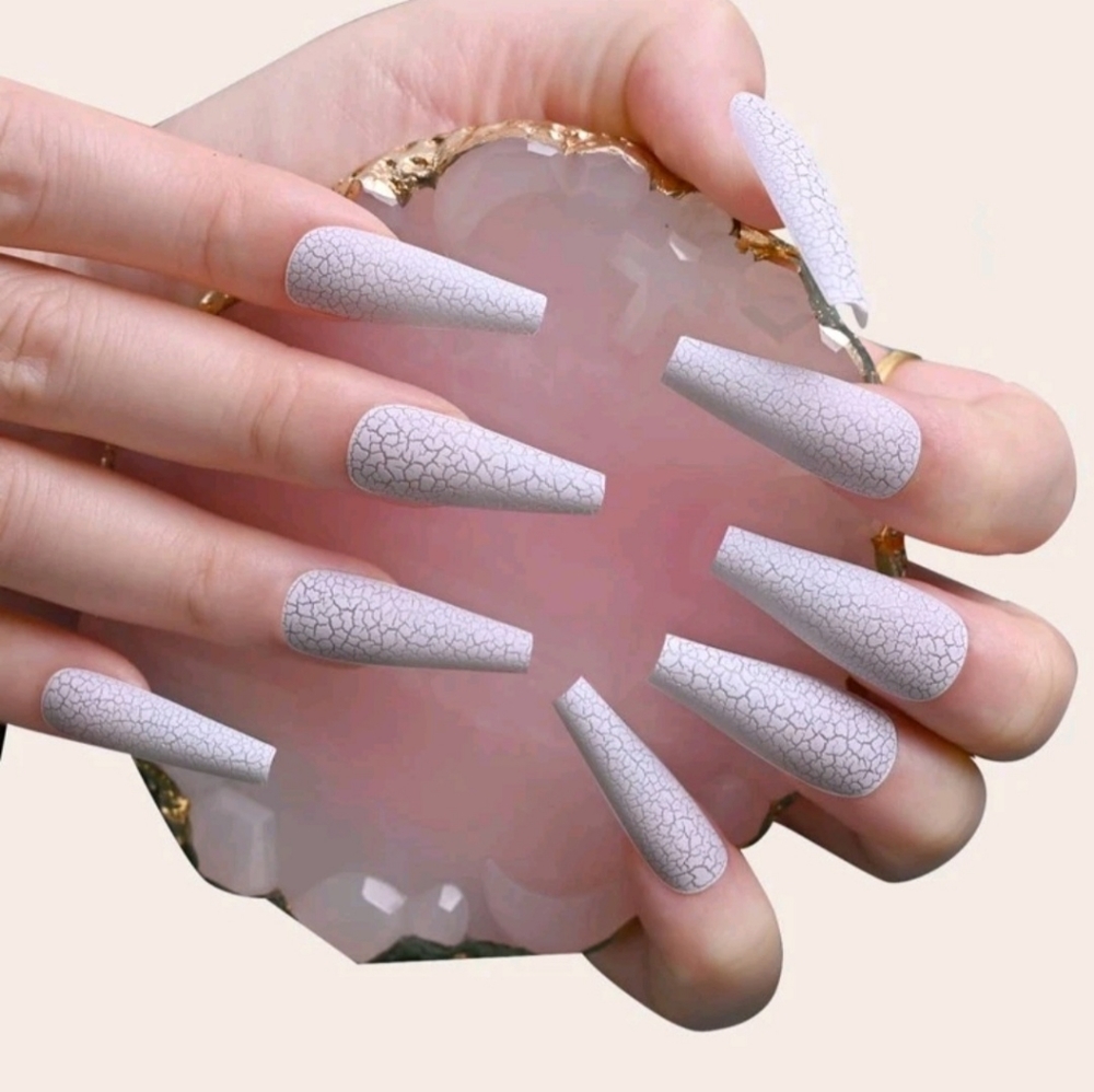 Gray Coffen Fake Nails